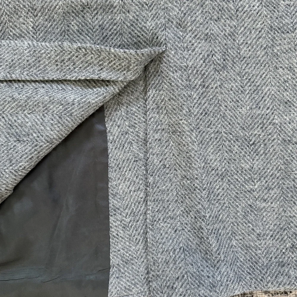 Vintage Men's 46L Kuppenheimer Tweed Herringbone Gray Wool Blazer Kupp Jacket
